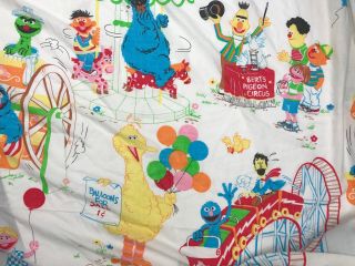 Vintage Sesame Street Bert Ernie Big Bird Cookie Monster Twin Flat Sheet Bedding
