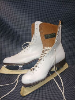 Rare Abercrombie & Fitch Tagged Ccm White Leather Ice Skates 8 1/2 Vintage