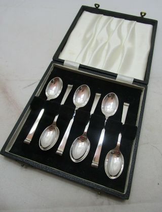 Cased Set 6 Elizabeth Ii Sterling Silver Coffee Spoons,  1958,  78g