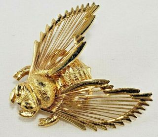 Monet Vintage Bumble Bee Brooch Pin Gold Tone Costume Wired Wings