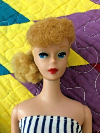 Vintage Barbie 5 Blonde Ponytail In Cotton Casuals Dressed Doll
