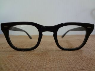 Vintage Bausch & Lomb 4 1/2 - 5 3/4 Black Plastic Horn Rim Eyeglasses 46 - 24