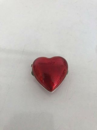 925 Silver And Enamel Heart Shaped Pill Box