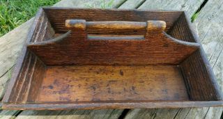 Antique Pine England Primitive Wooden Knife Cutlery Box Tray Good Patina