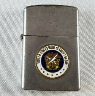 Vintage Penguin Windproof Lighter U.  S.  Naval Security Group Navsecgru Crest 3