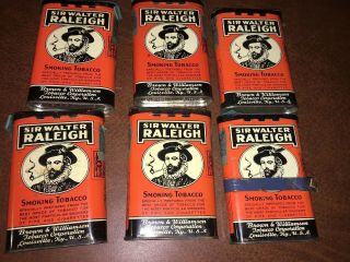 6 Smoking Tobacco Empty Tins For Sir Walter Raleigh