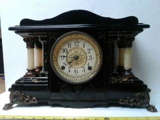 Antique Rare Seth Thomas Shasta Black Mantle Mantel Clock Early 1900