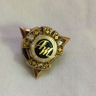 American Motors Am Sales Honor Club 10k Gold Lapel Tie Pin Vintage W/ 3 Stones