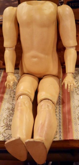 Antique 18 " Fully Jointed Composition Body For Bisque Doll 2 " Opening
