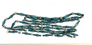Eight Feet Of Vintage Blue And Silver Mercury Glass String Beads/garland