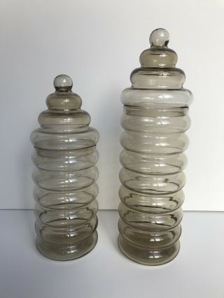 Two Glass Jacob Bang Jars Primula Holmegaard Vtg Mid Century Danish Modern