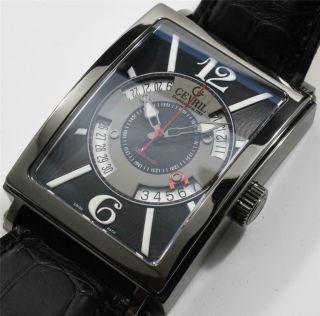Gevril Men ' s 5051 Avenue Of Americas Automatic Date Black Dial Watch XXX/500 2