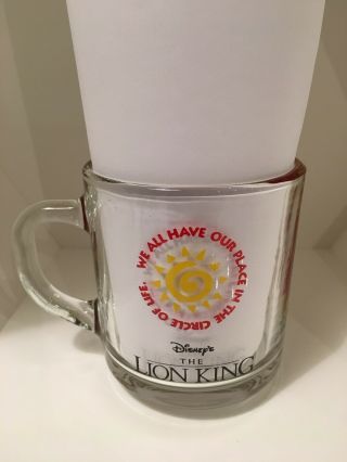 Disney The Lion King Simba Circle Of Life Coffee Mug Cup Clear Glass Vintage 90s 2