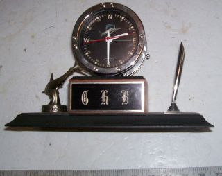Vintage Penn No.  49 Fishing Reel Desk Clock By Marine Time Co. ,