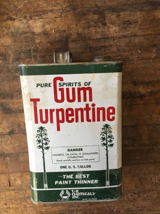 T&r Gum Turpentine Oil Tin Can Vintage Retro Decoration Americana