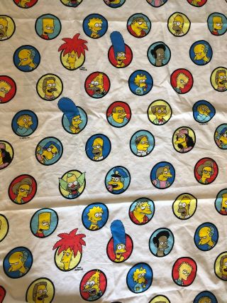 Vtg The Simpsons Twin Size Flat Bed Sheet Fabric Bedding Bart Homer Marge Htf