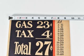 Vintage 1920 ' 30 ' s Gas Pump Price Card Double Sided Sign Service Station 22 Cent 3