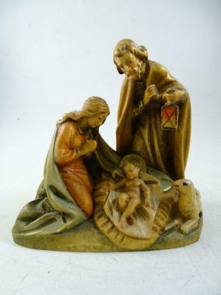Vintage Anri Hand Carved Wood Italy Nativity Christmas Figurine Statue Italian