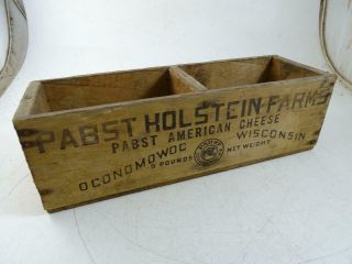 Antique Advertising Wood Cheese Crate Box Pabst Holstein Farm Oconomowoc Wi Vtg