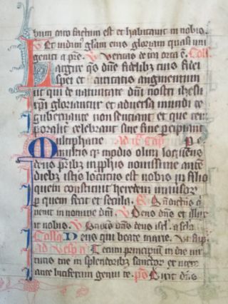 Manuscript Leaf Vellum Breviary (6) - 13th Century