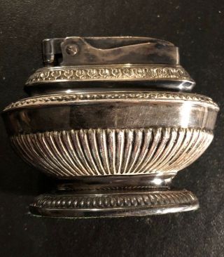 Vintage Silver Plate Ronson " Queen Anne " Table Lighter