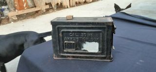 Vintage Wwii U.  S.  Ammunition Box Cal.  30 M1 Ammo W/ Crown U S Ordnance Symbol,