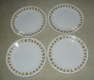 7 Vintage Corelle By Corning Butterfly Gold 8 1/2 " Luncheon Plates