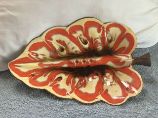 Vintage Treasure Craft Ashtray Ceramic Banana Leaf California Orange/yellow