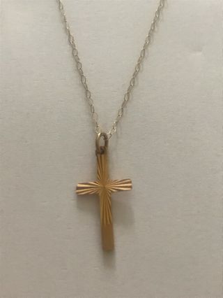 Vintage 9ct Gold Chain With Crucifix /cross Pendant Necklace Chain