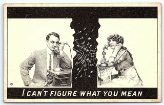 Vtg Postcard 1912 York Jj Marks Telephone Women Talking Man Living Pic A8