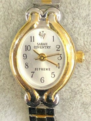 Vintage Sarah Coventry Supreme Two Tone Stretch Band Ladies Watch Battery