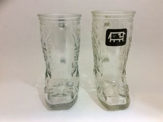 Set of 2 Vintage Beer Mugs Cowboy Boots Drinking Glass Mug Country Collectibles 2