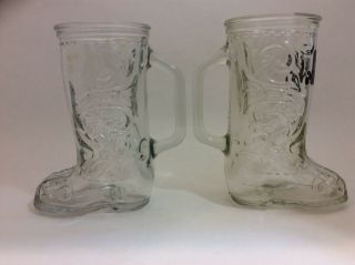 Set of 2 Vintage Beer Mugs Cowboy Boots Drinking Glass Mug Country Collectibles 3