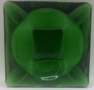 Vintage Classic 3 3/8 " Emerald Green Glass Square Ashtray -