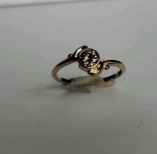 Antique Victorian 14k Yellow Gold Diamond Ring Sz 5 1/2 To 5 3/4