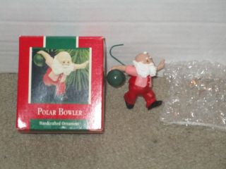 Vintage 1988 Hallmark Polar Bowler Santa Claus Christmas Ornament