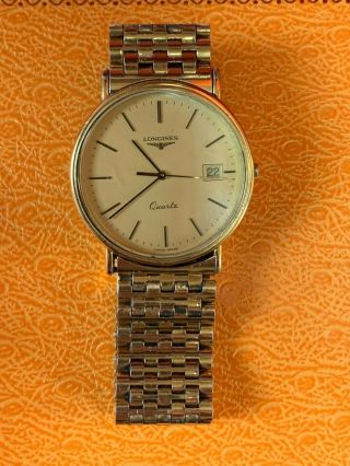 Vintage Gents Longines Dress Gold Tone Wristwatch Quartz W/ Instruction Booklet