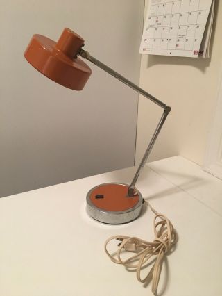 Vintage Mid Century Modern Retro Orange Adjustable Desk Lamp