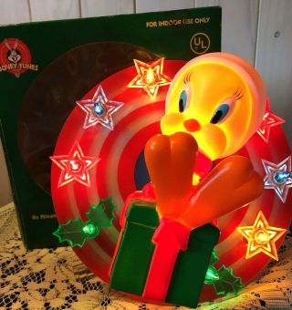 Vtg.  Looney Tunes Tweety Bird 12 Light Christmas/holiday Tree Topper - Flasher Opt.