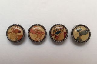 Vintage Set Of 4 Nickelodeon Tv Show Button Covers (rugrats,  Ren,  Stimpy,  Doug)