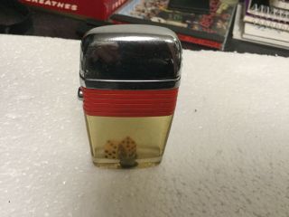 Vintage Scripto Vu Lighter Red Band With Dice 2