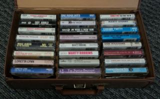 Filled Vintage 24 Cassette Tape Carrying Travel Case Country Music Lynn Twitty