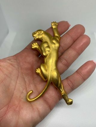 Vintage Signed " Jj " 1986 Gold Tone Cat,  Panther,  Jaguar Brooch Pin