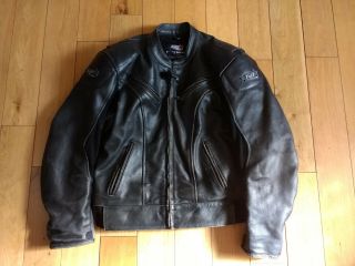 Vintage Tuzo Leather Motorcycle Jacket With Protective Pads Size 56 Eu