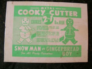 Vintage Metal 8 " Snow Man Or Gingerbread Boy Cooky Cutter Disneyland Cookie