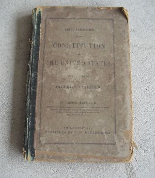 Vintage 1872 School Book Brief Exposition Of The Constitution Of The Us By Hart