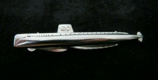 Vintage Silver Tone Hickok Submarine Tie Clasp Bar Clip GD General Dynamics 3