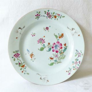 Antique 18th Century Chinese Famille Rose Porcelain Plate C1750
