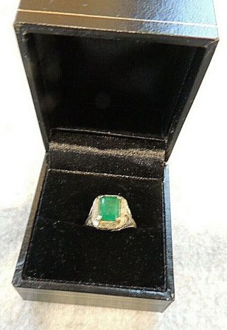 Antique Estate 14k Gold And Emerald Ring Size 5 1/4