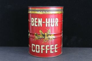 Vintage 2 Pound Coffee Tin Ben - Hur